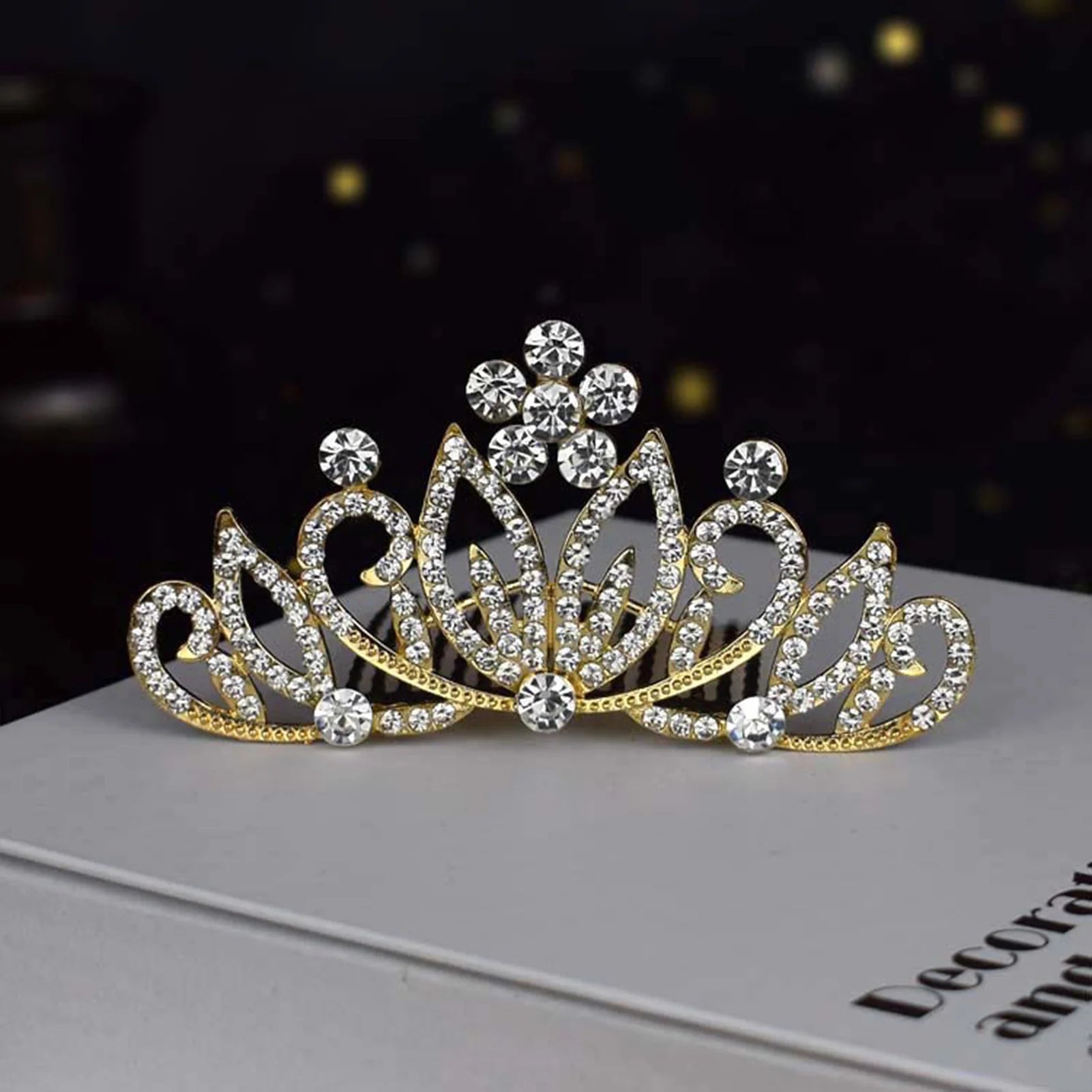Simple Tiaras and Crown with Hair Combs for Little Princess Girls Kids Birthday Party Hair Jewelry Accessories Pearl Headpieces