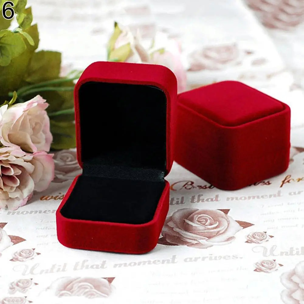 Jewelry Ring Display Case Earring Storage Organizer Square Lid Jewelry Packaging Open Box Gift