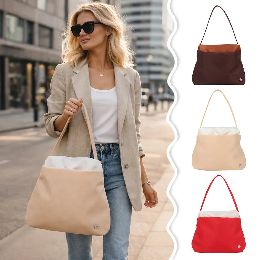 Soft Surface Cloud Shaped Shoulder Bag Nylon Double Strap Crossbody Bags Large Capacity Cloud Shaped Women's Tote Bag