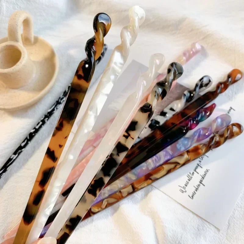 Hair Sticks Vintage Acetate Resin Marbled Women Hairpins Headdress Headwears Wedding Jewelry Hair Accessories Chinese Styles