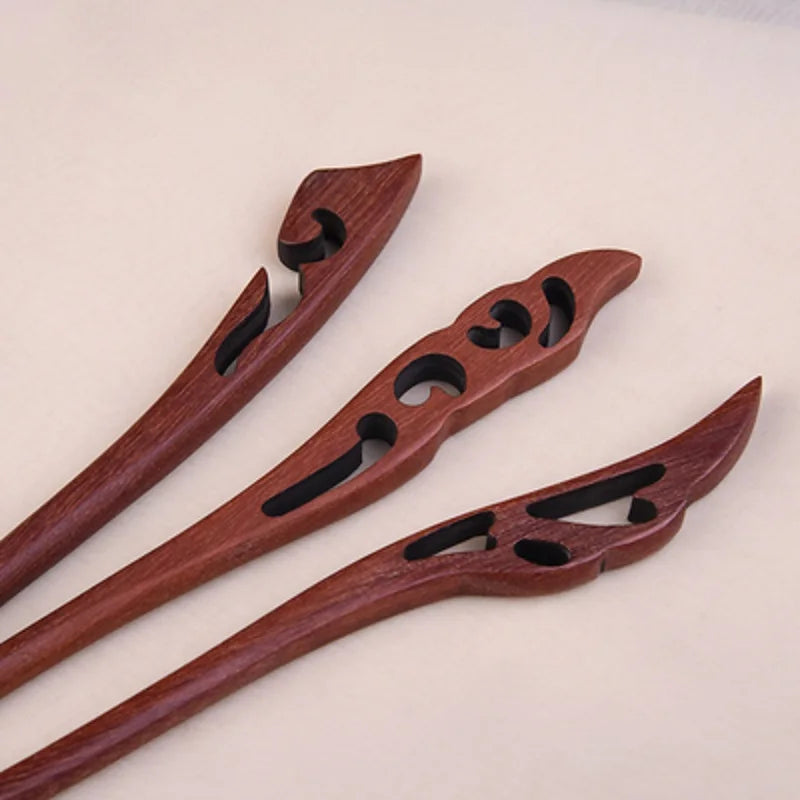 Traditional Hair Sticks Chinese Hair Clips Hairpins Carved Wooden Hair Fork Vintage Chop Stick Headwear For Women Jewelry