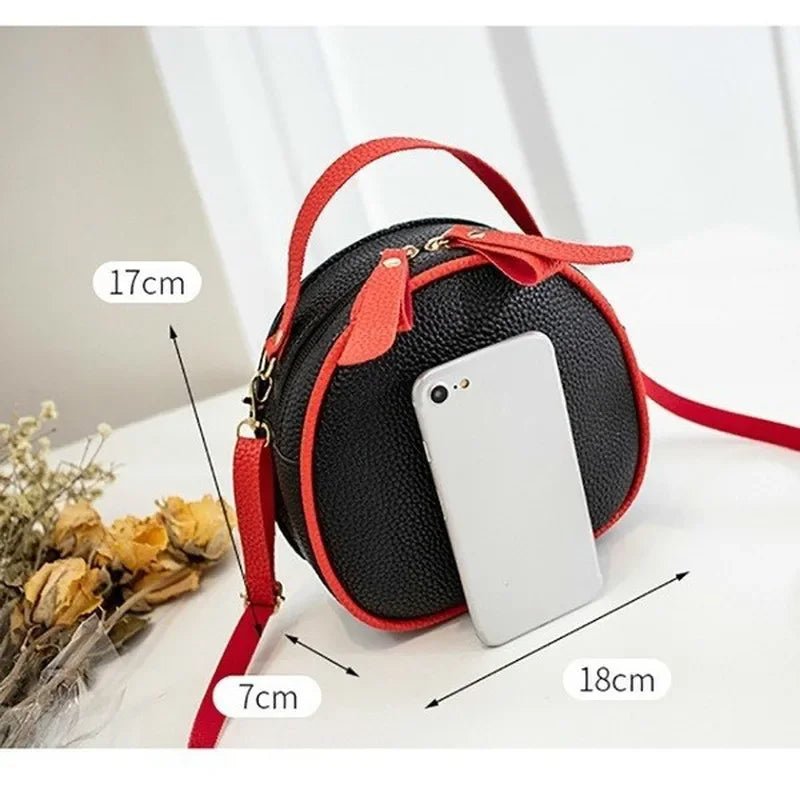Litchi Pattern Contrast Color Cherry Small Backpack 2022 New Women's One-shoulder Messenger Mobile Phone Bag