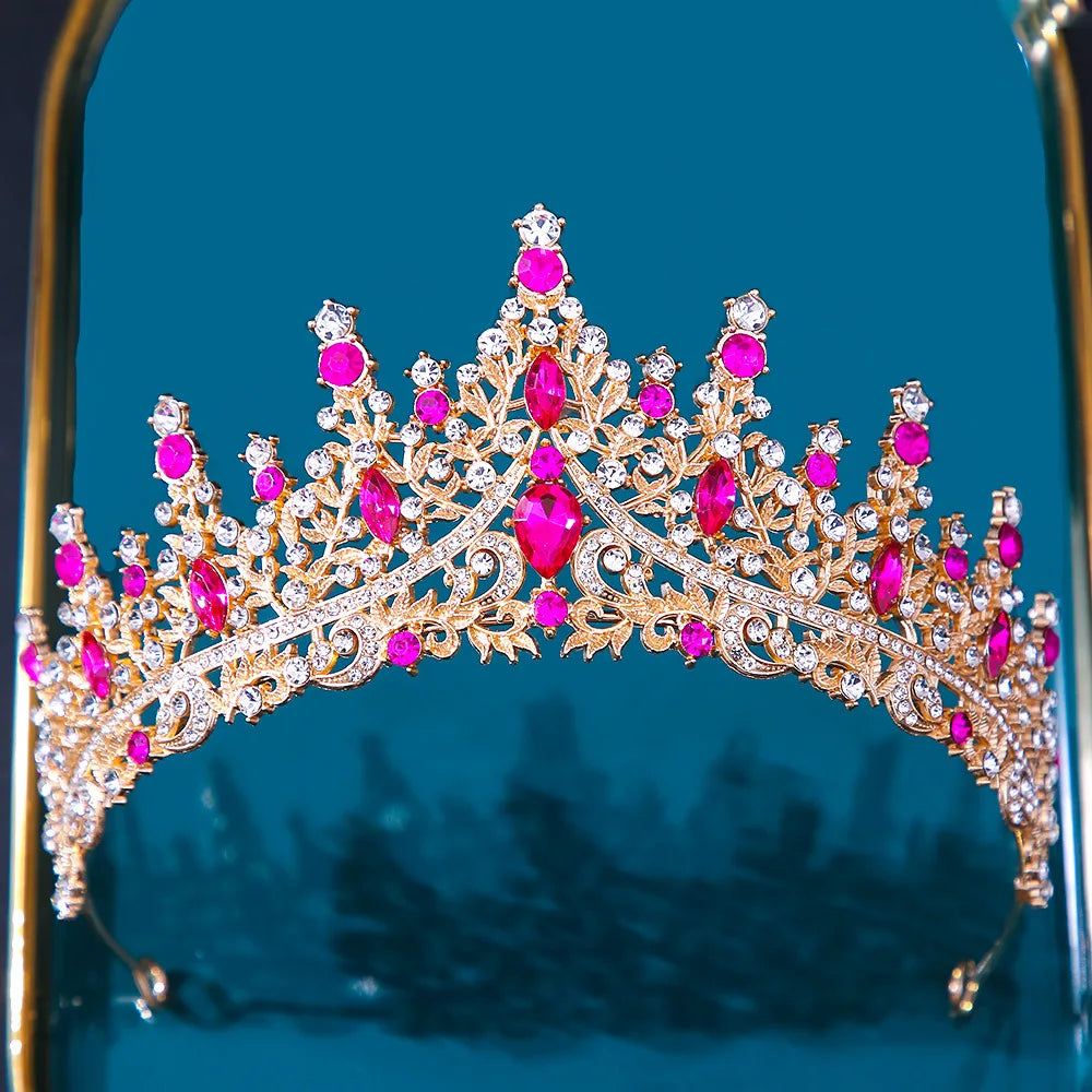 DIEZI Baroque Bridal Crown Headwear Crystal Hair Dress Accessories Tiara For Women Wedding Rhinestone Crown Hair Jewelry