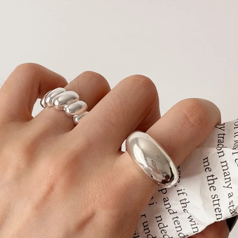 VENTFILLE 925 Sterling Silver Trend Arched Wide Ring For Female Geometry Punk Design Jewelry Asymmetric Gift Dropshipping