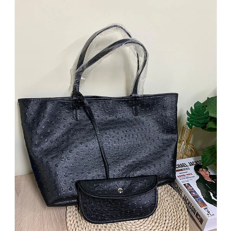 XMESSUN Original Fashion Style Women Bag Portable Women's Bucket Bags Ostrich Pattern Shopping Tote Casual Simple Ladies Handbag